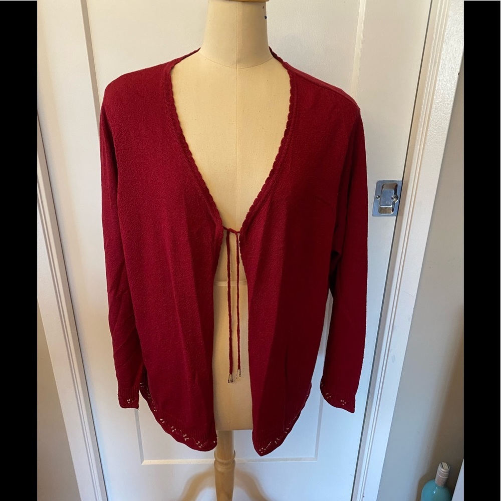 ENCORE | Red front tie cardigan‎. Size 2xl